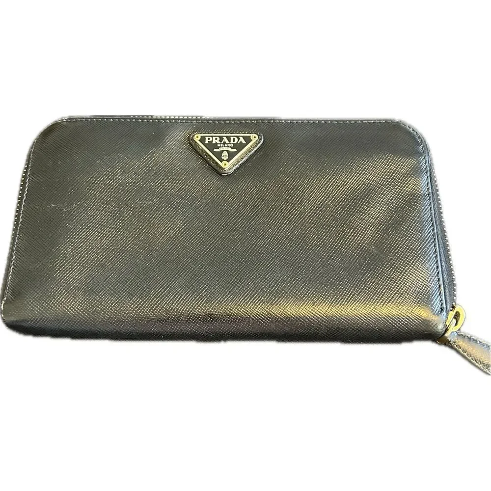 Prada Black Zip Long Wallet Great Condition